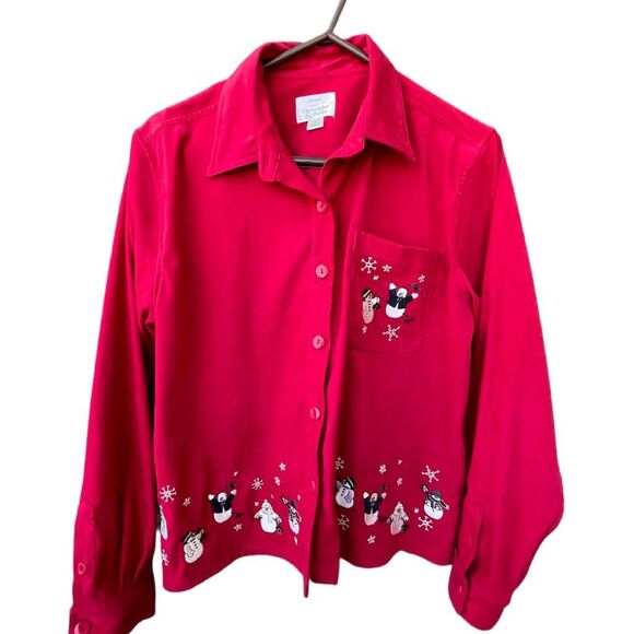 Christopher & Banks size Large embroidered snowman  lightweight jacket - Picture 1 of 9